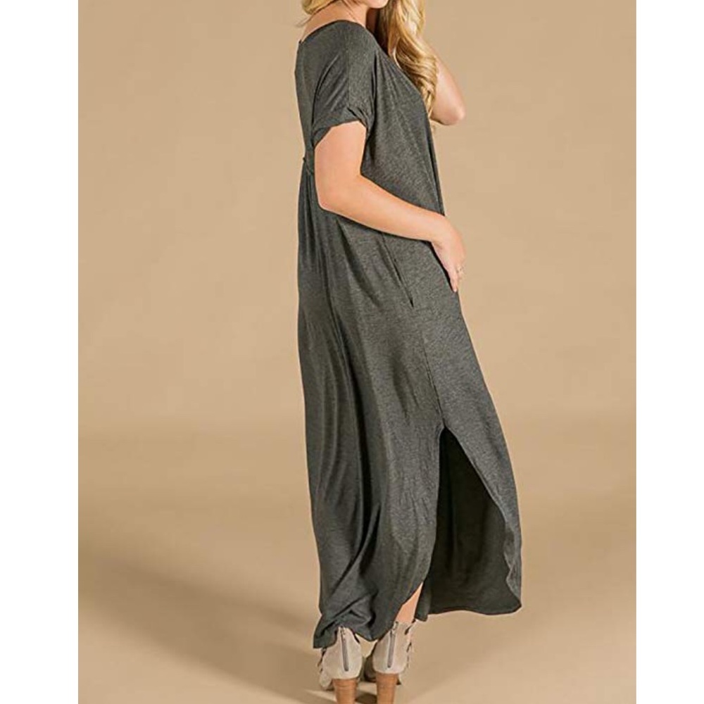 Grey Cami Boho Maxi Dress With Pockets - Picture 4 of 7